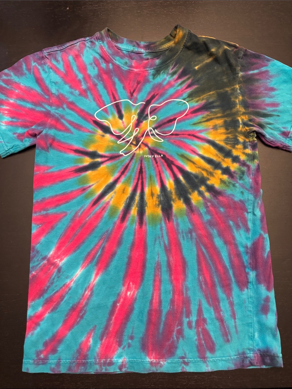 Ivory Ella Tie-Dye Elephant Tee - Teal, Pink, Yellow, Black